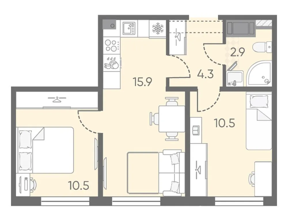 Продается 2-комнатная квартира, 44,1 м² - Фото 1
