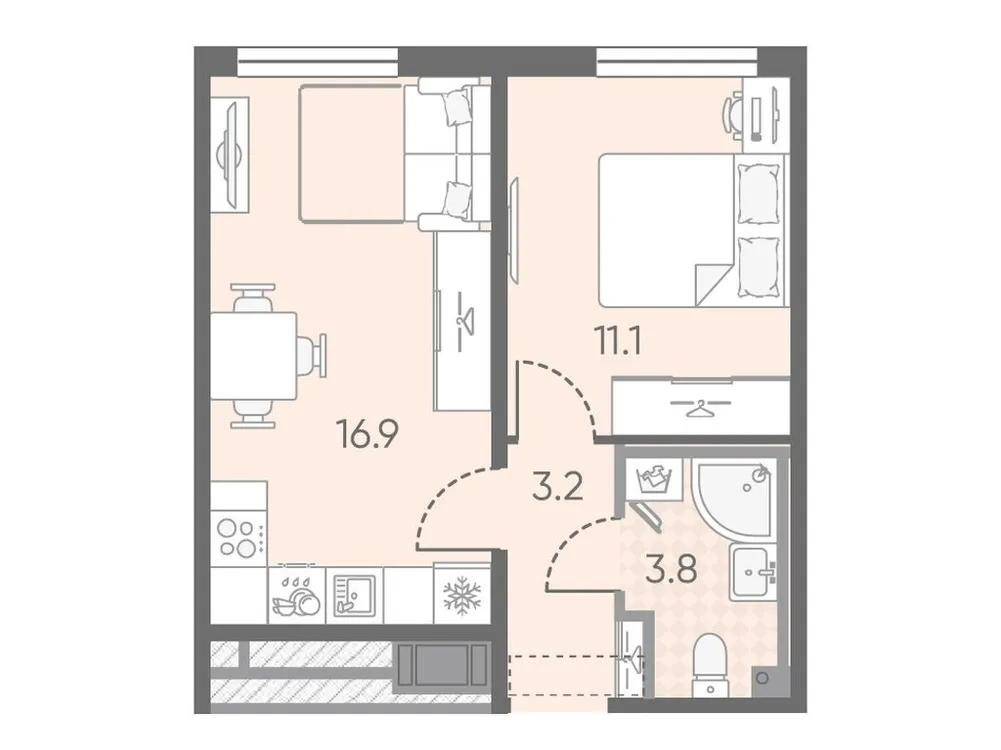Продается 1-комнатная квартира, 35 м² - Фото 1