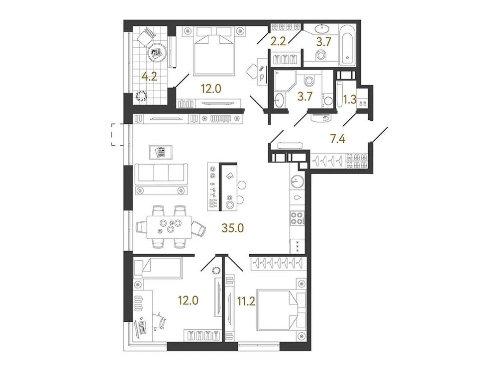 Продается 3-комнатная квартира, 88,5 м² - Фото 1