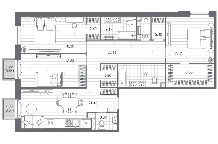 Продается 3-комнатная квартира, 131,5 м² - Фото 1