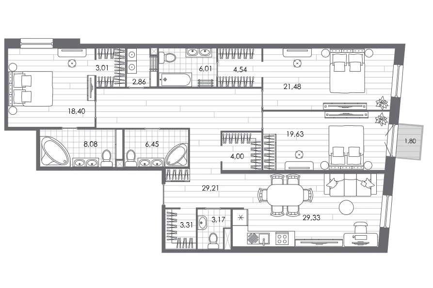 Продается 3-комнатная квартира, 160,9 м² - Фото 1