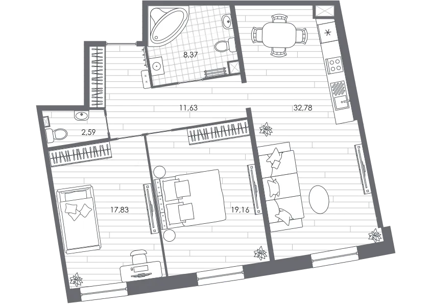 Продается 2-комнатная квартира, 92,4 м² - Фото 1