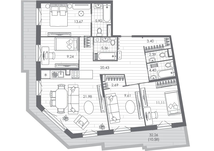 Продается 4-комнатная квартира, 120,7 м² - Фото 1
