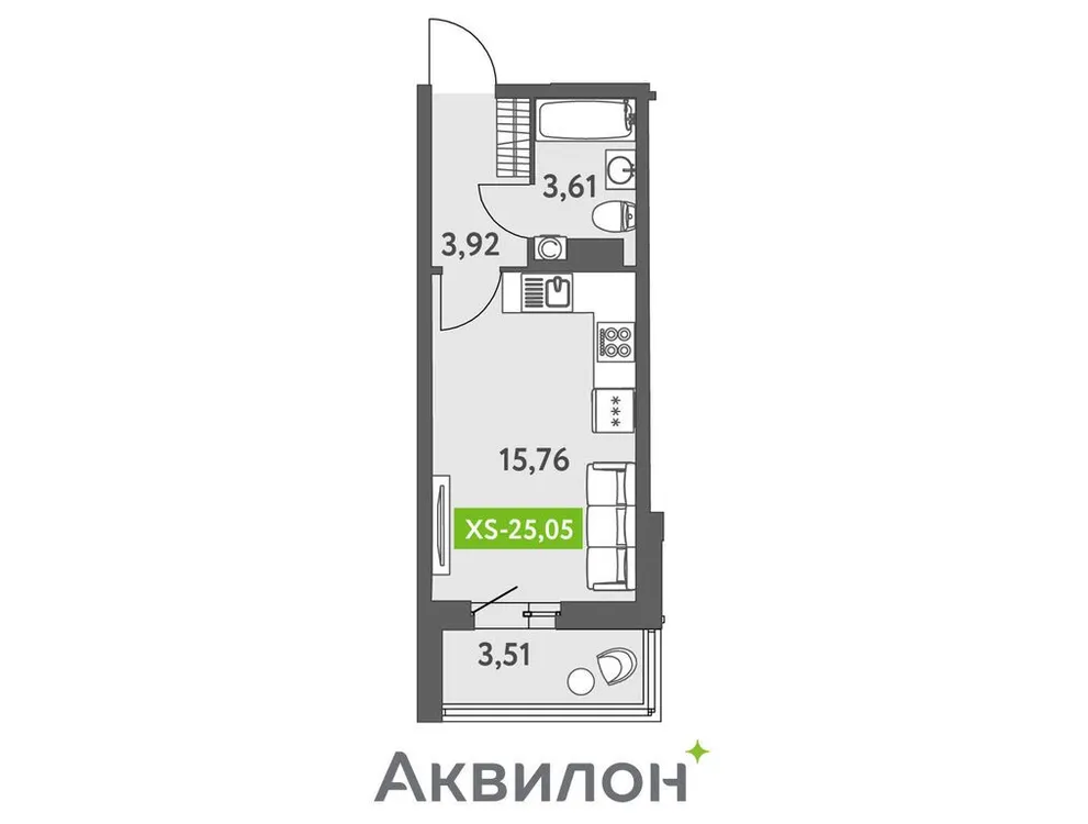 Продается студия, 24,6 м² - Фото 1