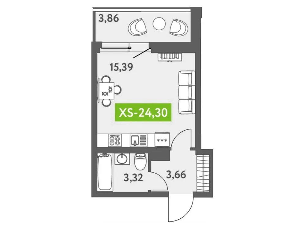 Продается студия, 24,3 м² - Фото 1