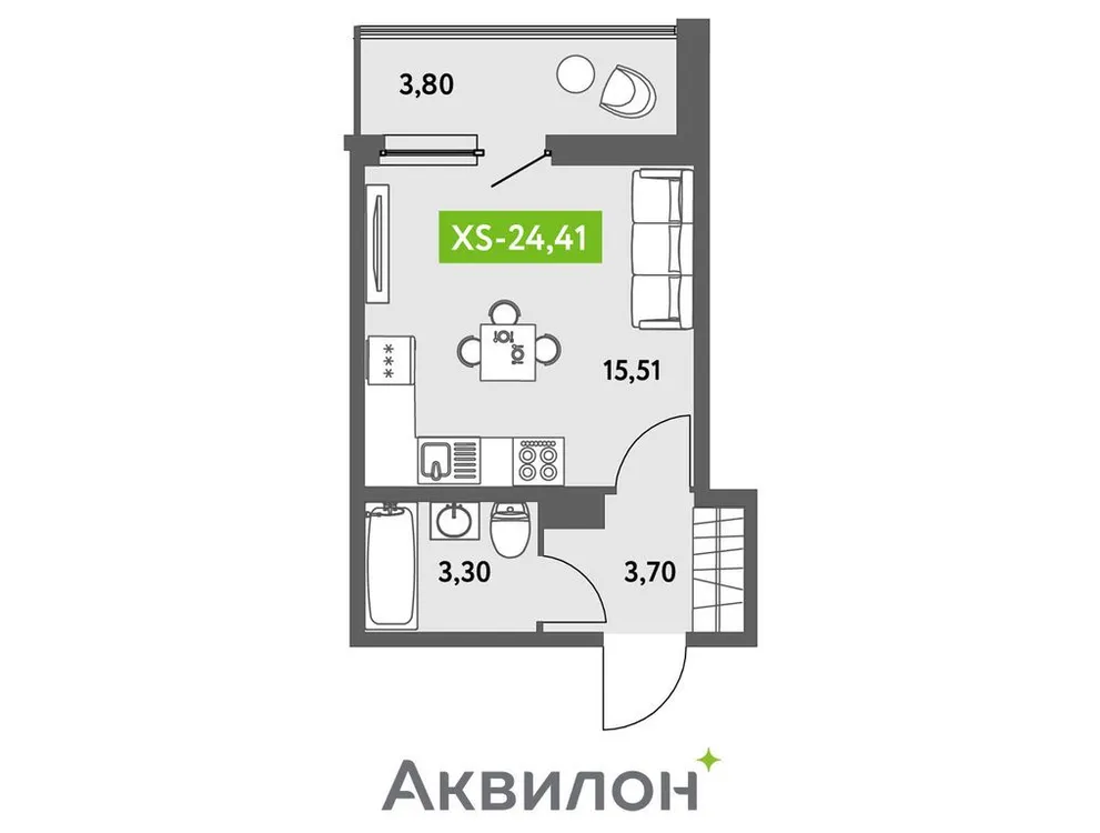 Продается студия, 25 м² - Фото 1