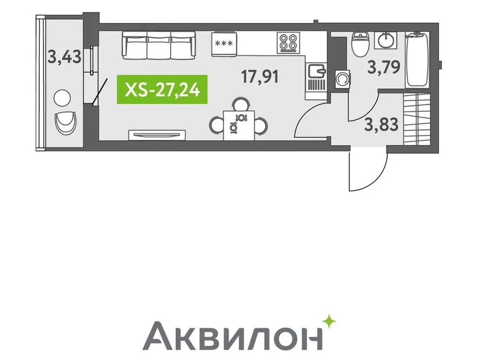 Продается студия, 26,8 м² - Фото 1