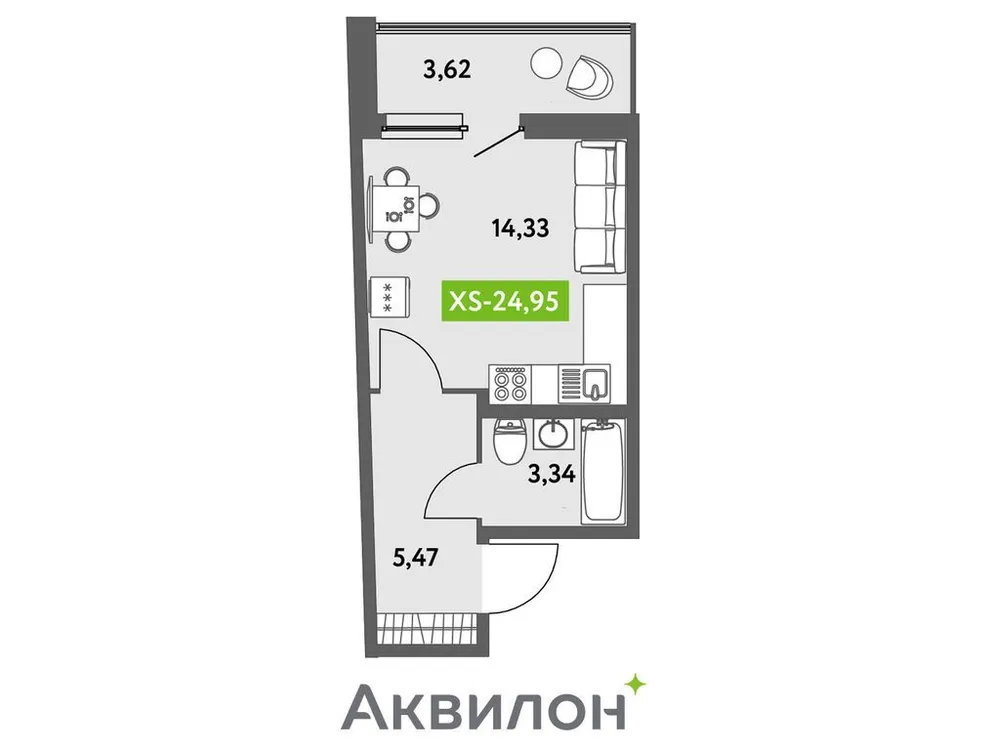 Продается студия, 25,1 м² - Фото 1
