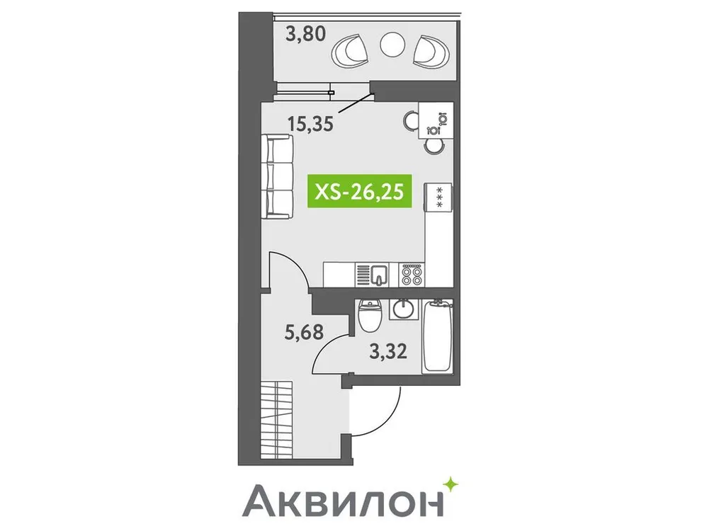 Продается студия, 27 м² - Фото 1