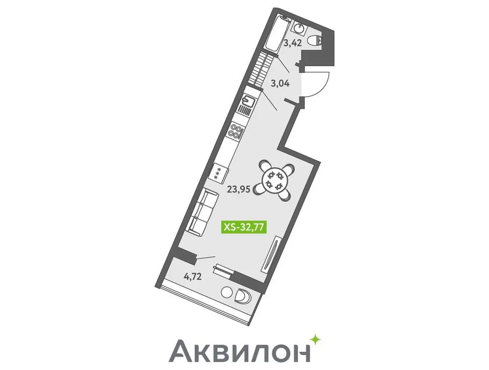 Продается студия, 32,9 м² - Фото 1