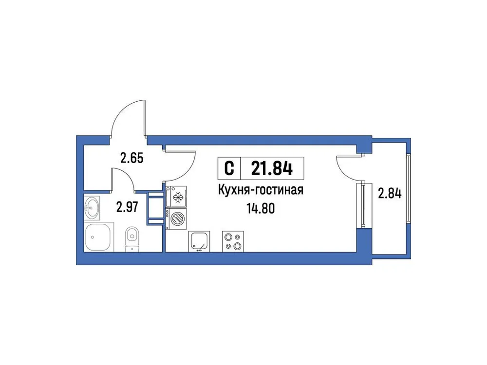 Продается студия, 21,8 м² - Фото 1