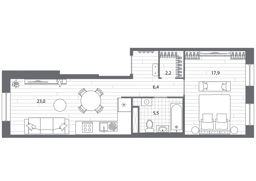 Продается 1-комнатная квартира, 55 м² - Фото 1