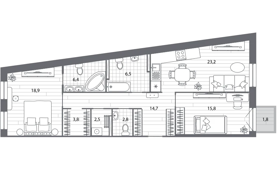 Продается 2-комнатная квартира, 95,1 м² - Фото 1