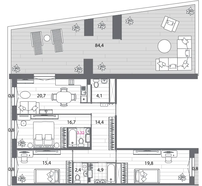 Продается 3-комнатная квартира, 127,7 м² - Фото 1