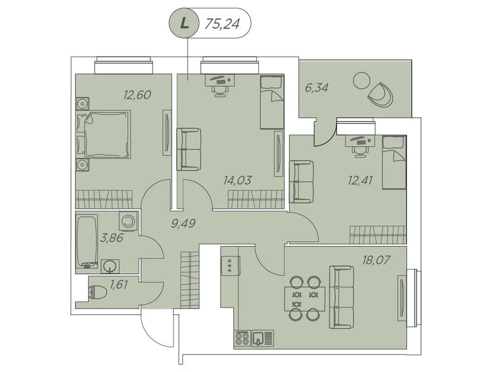 Продается 4-комнатная квартира, 74,8 м² - Фото 1