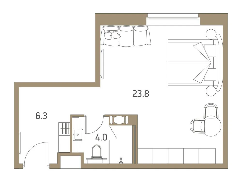 Продается студия, 34 м² - Фото 1