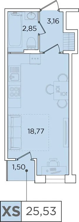 Продается студия, 25 м² - Фото 1
