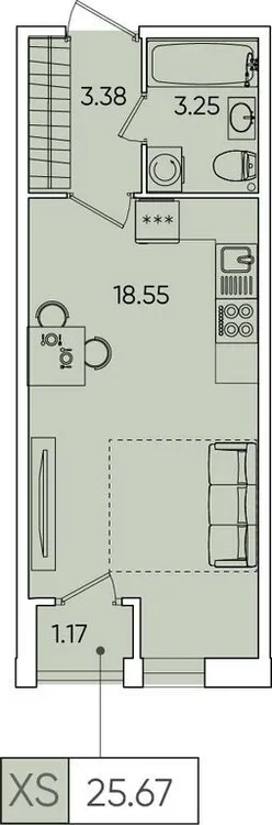 Продается студия, 25,3 м² - Фото 1