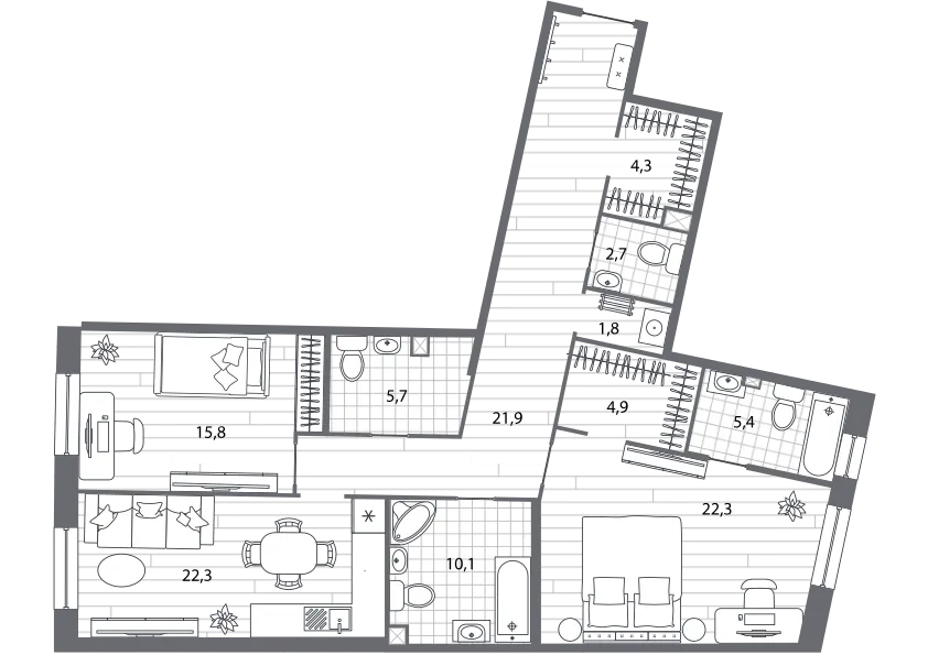 Продается 2-комнатная квартира, 117,2 м² - Фото 1