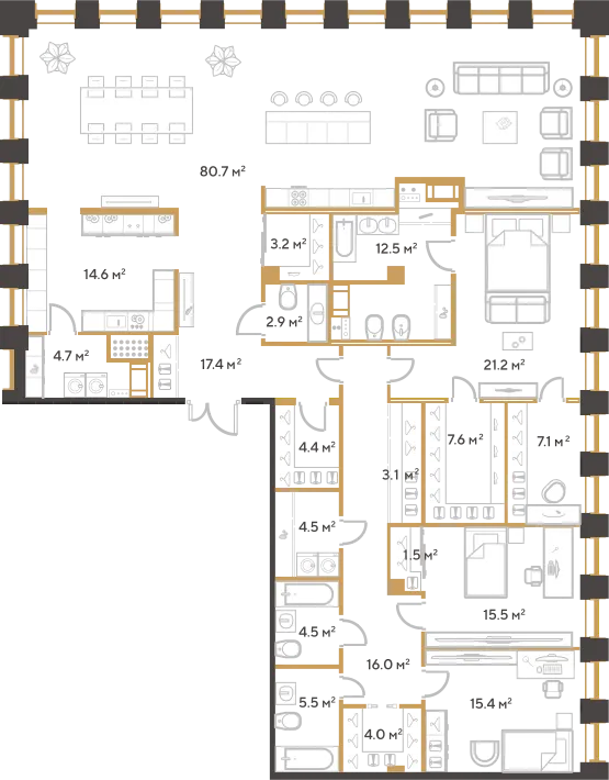 Продается 3-комнатная квартира, 246,3 м² - Фото 1