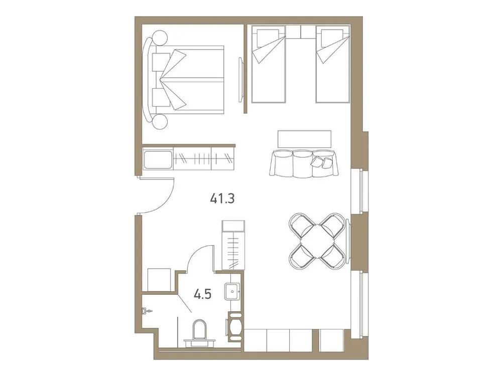 Продается 1-комнатная квартира, 46,1 м² - Фото 1