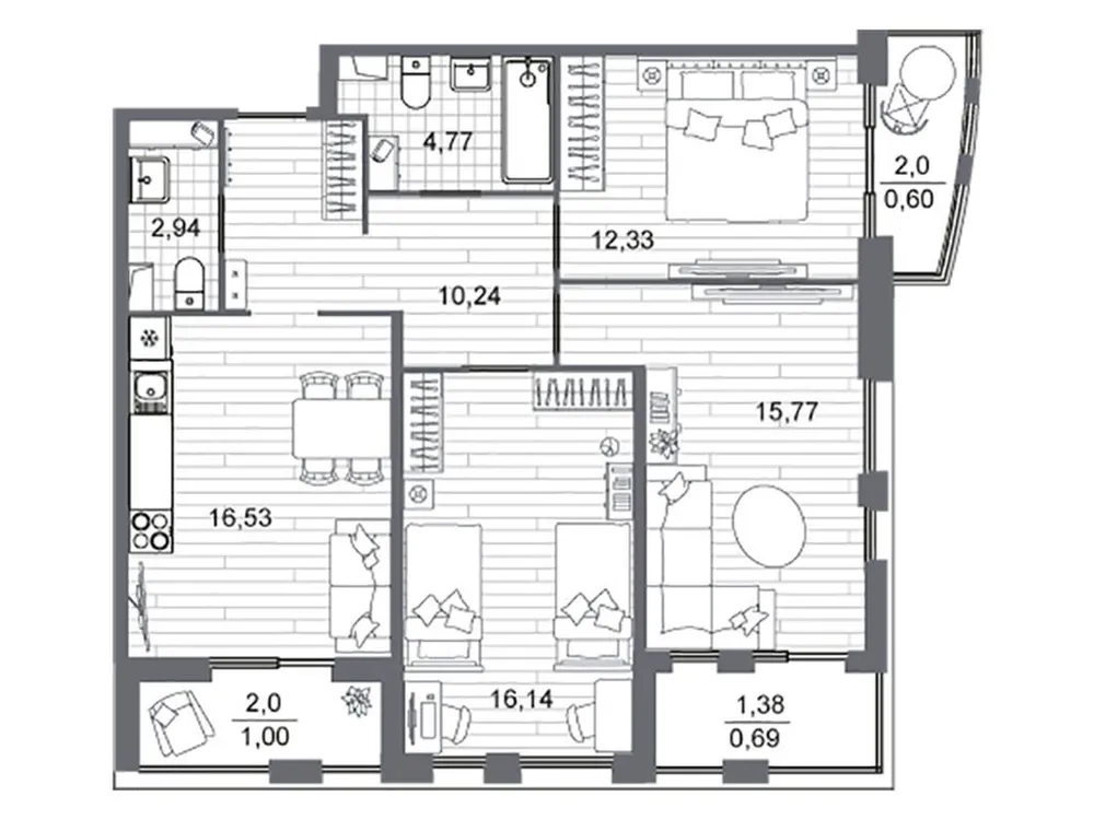 Продается 3-комнатная квартира, 80,9 м² - Фото 1