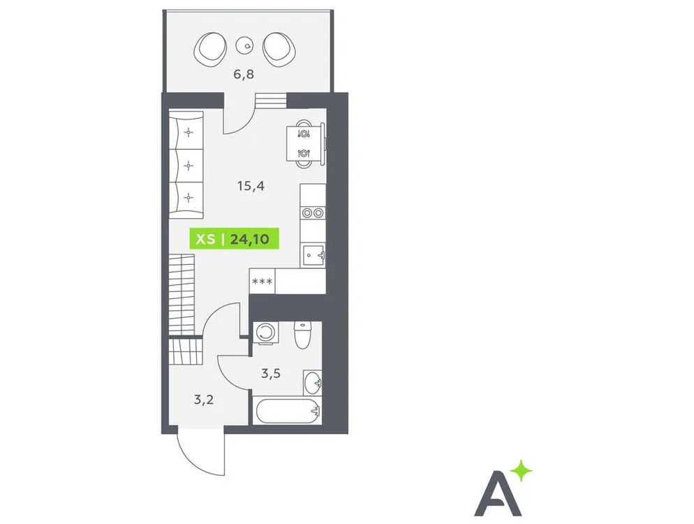 Продается студия, 24,1 м² - Фото 1