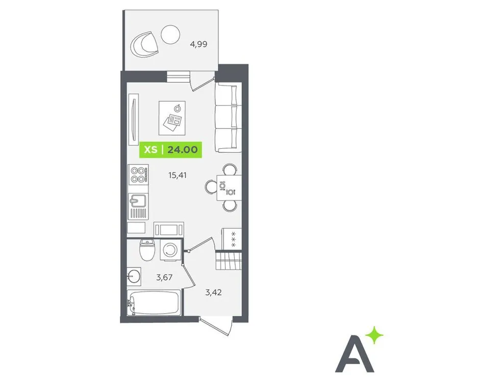 Продается студия, 24 м² - Фото 1