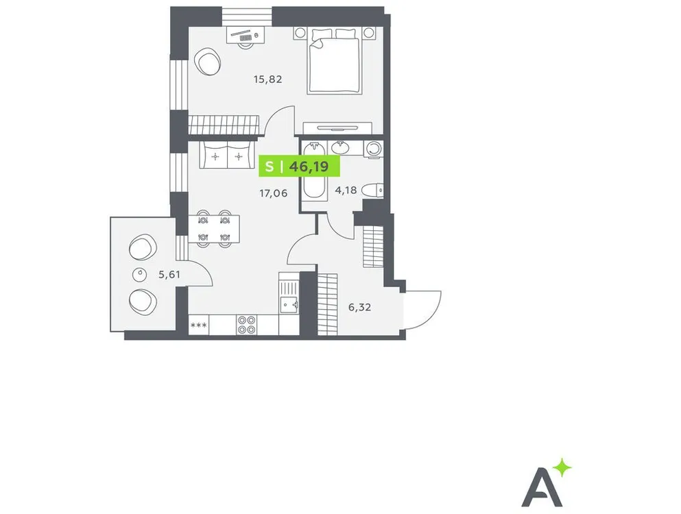 Продается 2-комнатная квартира, 45,8 м² - Фото 1