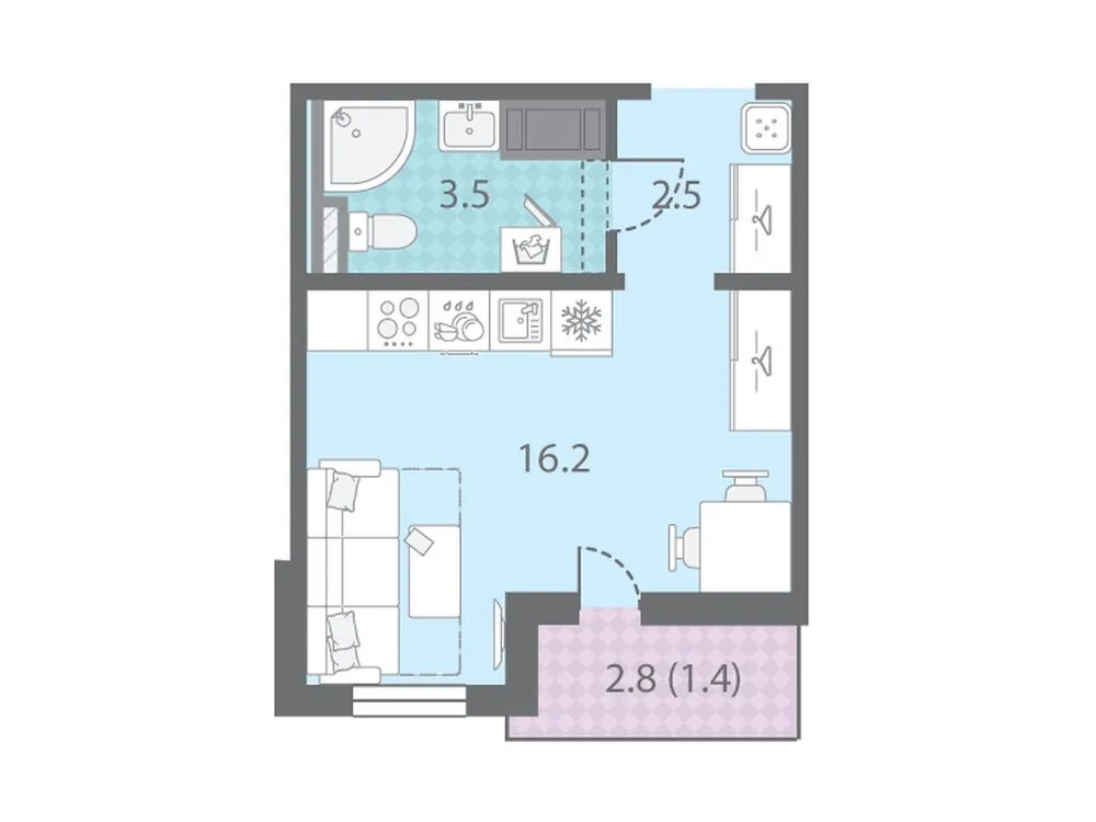 Продается студия, 23,6 м² - Фото 1