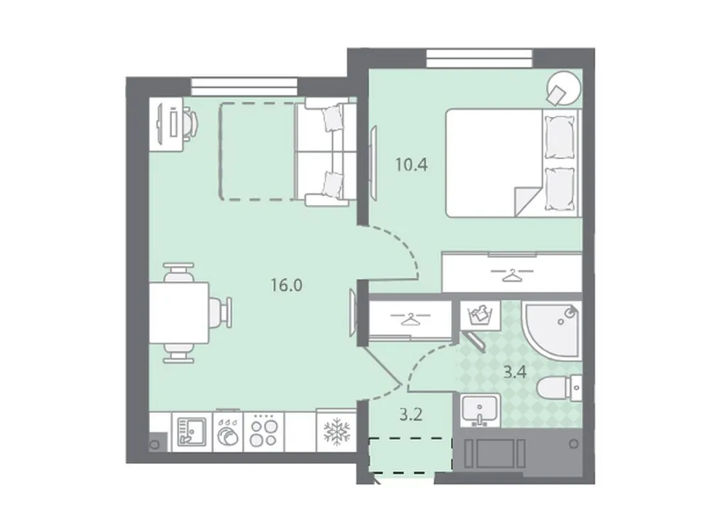 Продается 1-комнатная квартира, 33 м² - Фото 1