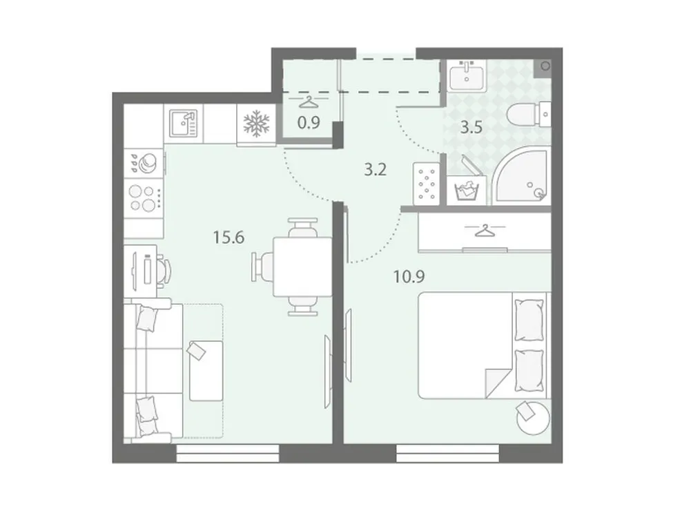 Продается 1-комнатная квартира, 34,1 м² - Фото 1