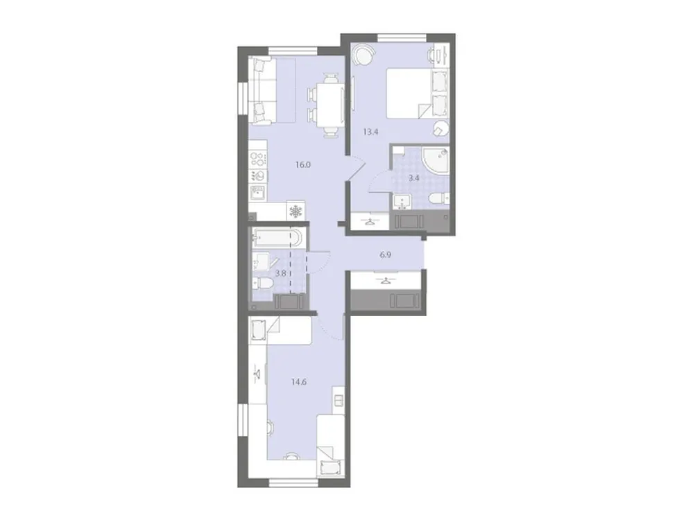 Продается 2-комнатная квартира, 58,1 м² - Фото 1