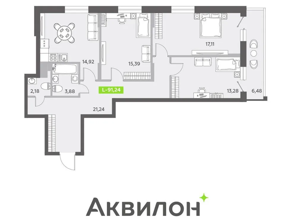 Продается 4-комнатная квартира, 90,6 м² - Фото 1