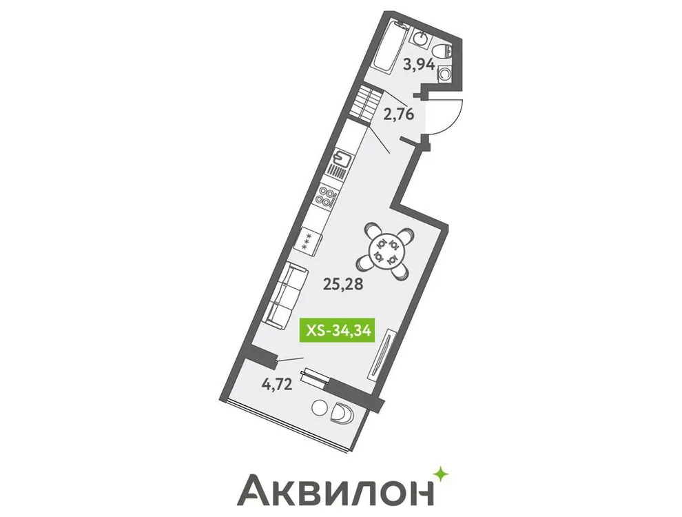 Продается студия, 33,6 м² - Фото 1