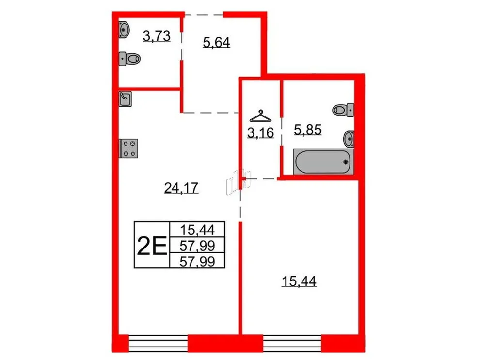 Продается 1-комнатная квартира, 58 м² - Фото 1