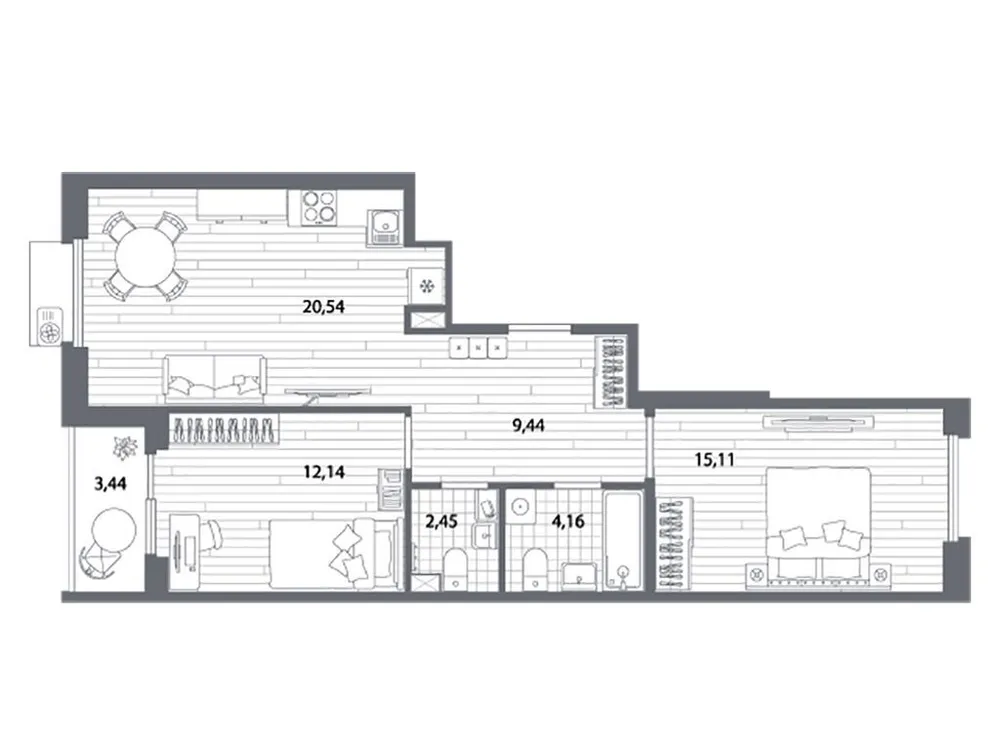 Продается 2-комнатная квартира, 65,6 м² - Фото 1