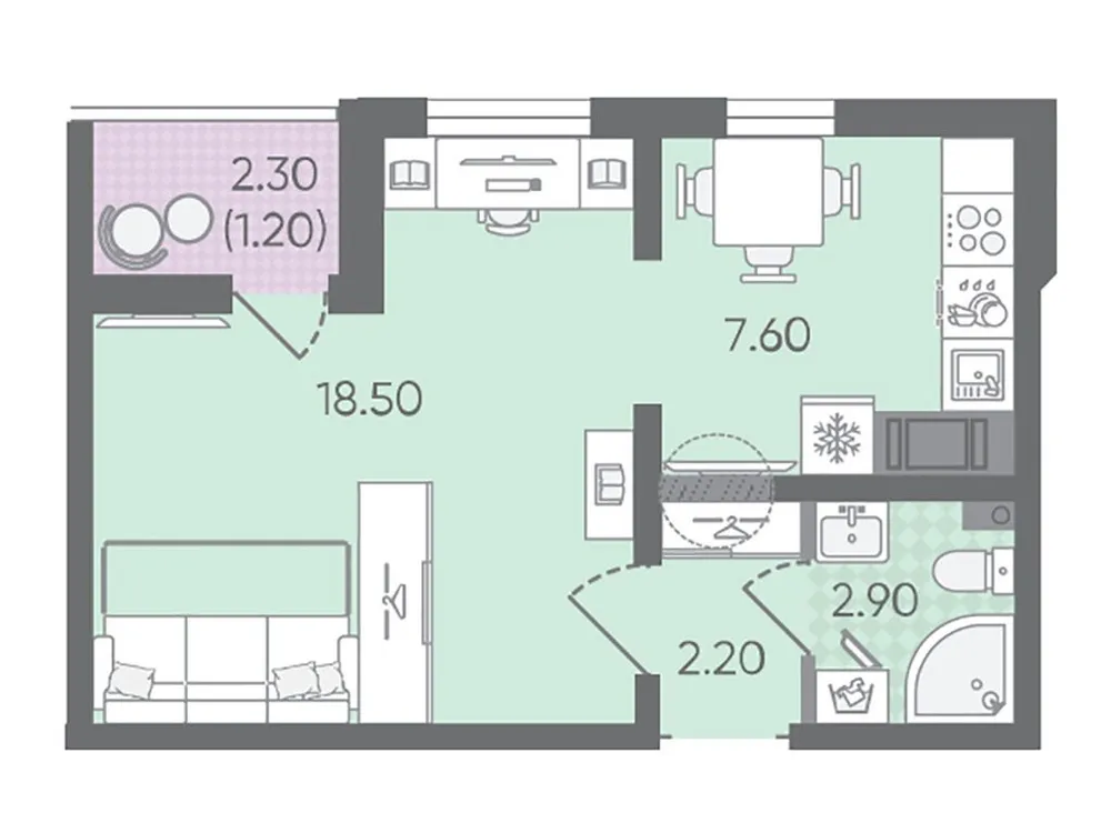 Продается 1-комнатная квартира, 32,4 м² - Фото 1