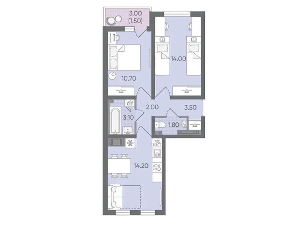 Продается 2-комнатная квартира, 50,8 м² - Фото 1