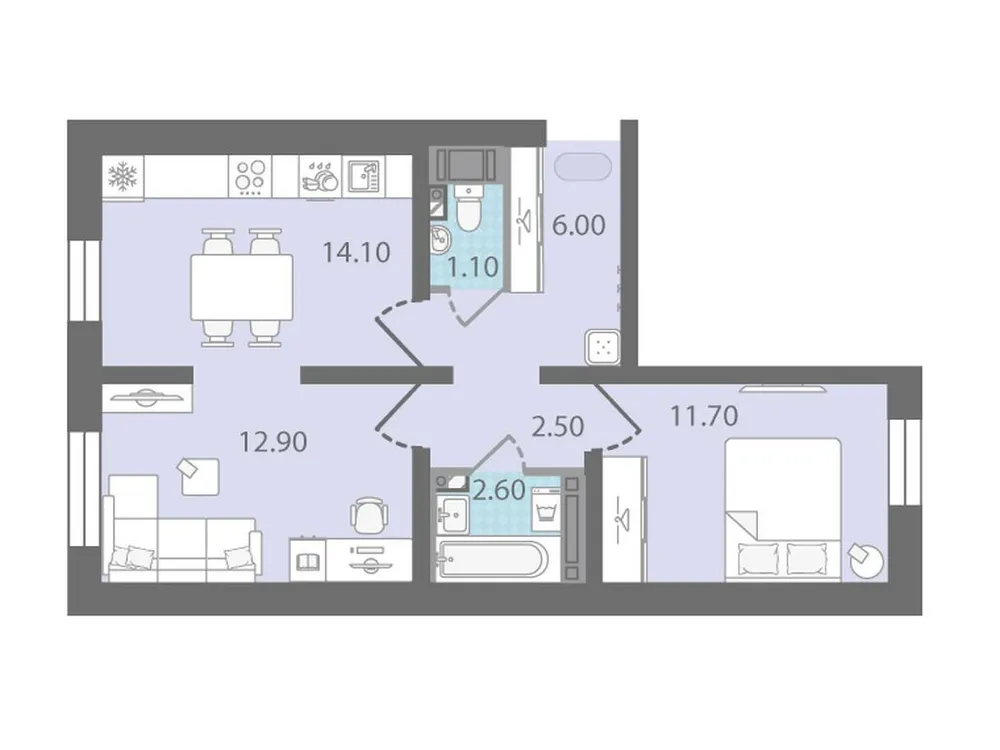 Продается 2-комнатная квартира, 50,9 м² - Фото 1