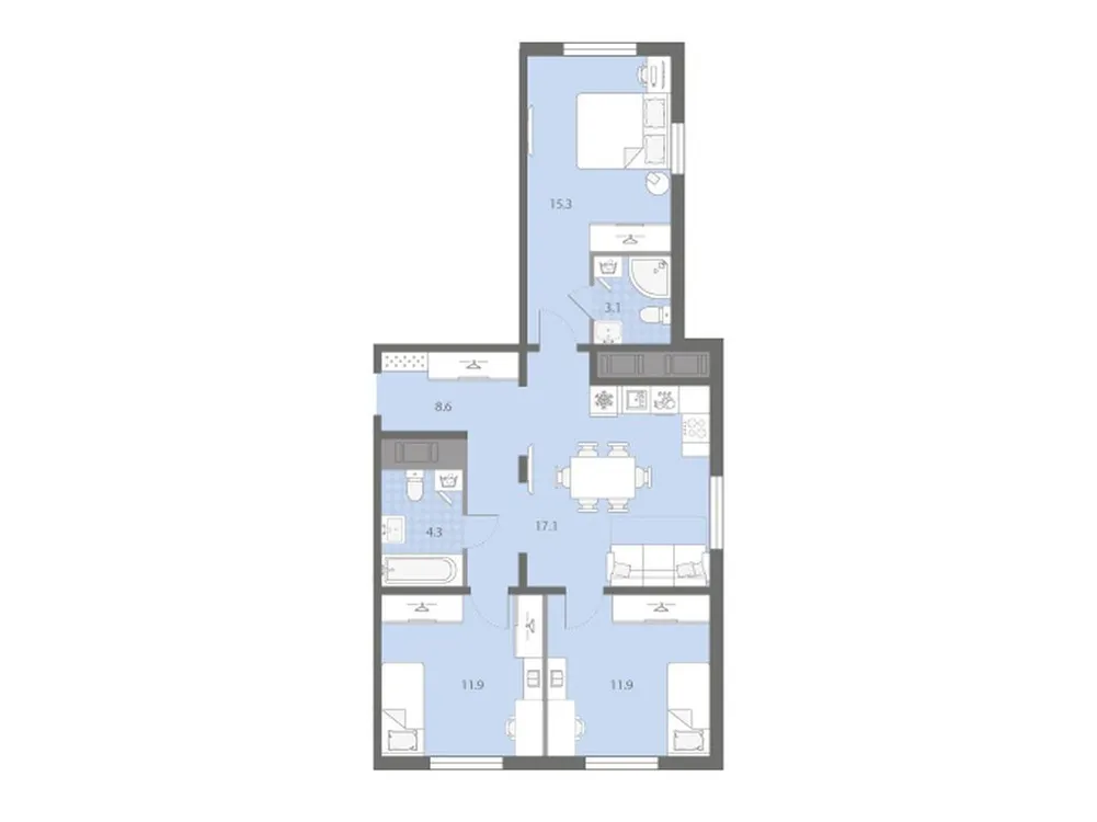 Продается 3-комнатная квартира, 72,2 м² - Фото 1