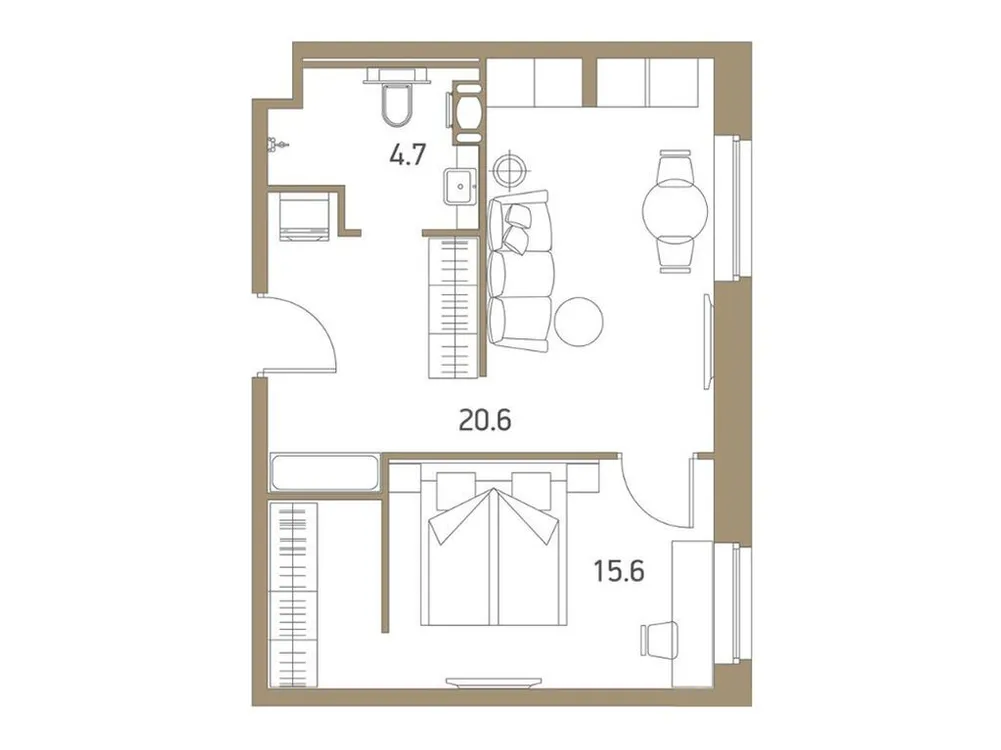 Продается 1-комнатная квартира, 39,8 м² - Фото 1