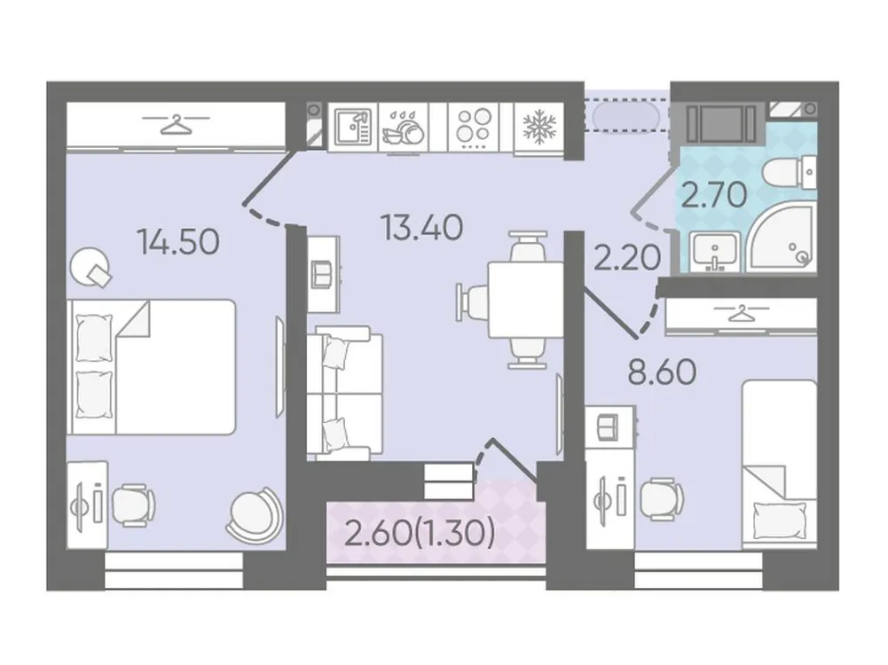 Продается 2-комнатная квартира, 42,8 м² - Фото 1