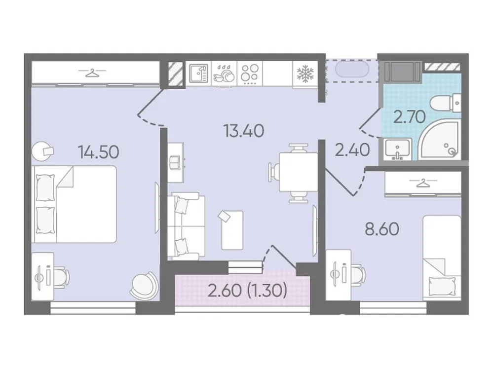 Продается 2-комнатная квартира, 43,1 м² - Фото 1