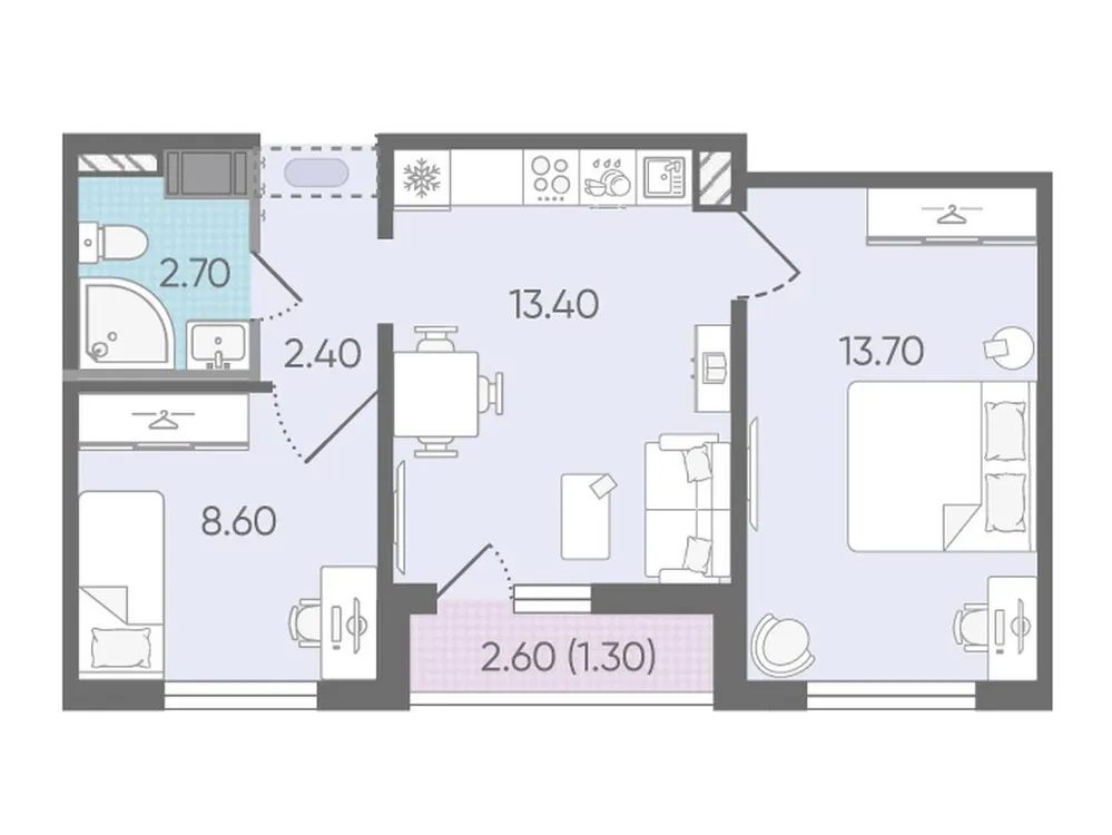 Продается 2-комнатная квартира, 42,2 м² - Фото 1