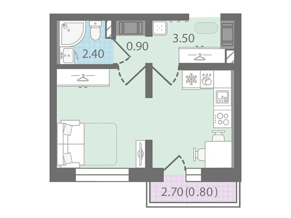Продается 1-комнатная квартира, 27,9 м² - Фото 1