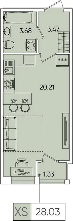 Продается студия, 27,4 м² - Фото 1