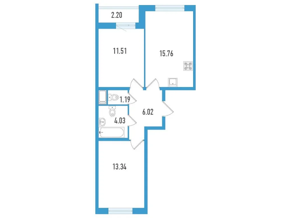 Продается 2-комнатная квартира, 52,5 м² - Фото 2