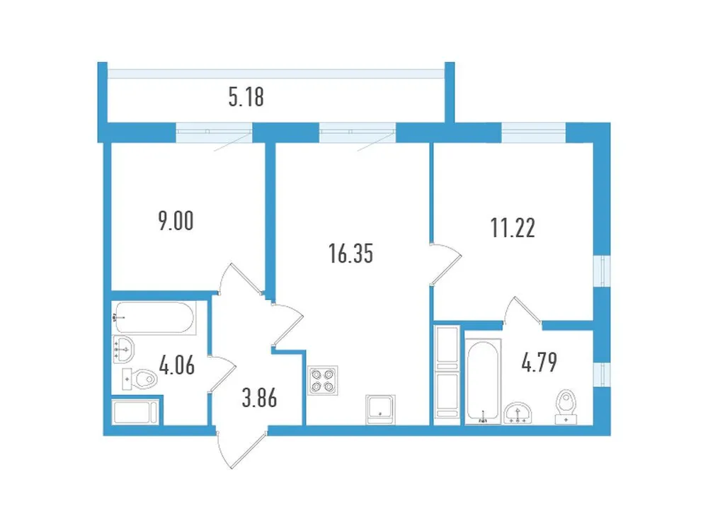 Продается 2-комнатная квартира, 50,8 м² - Фото 2