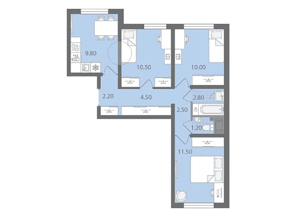 Продается 3-комнатная квартира, 55 м² - Фото 1